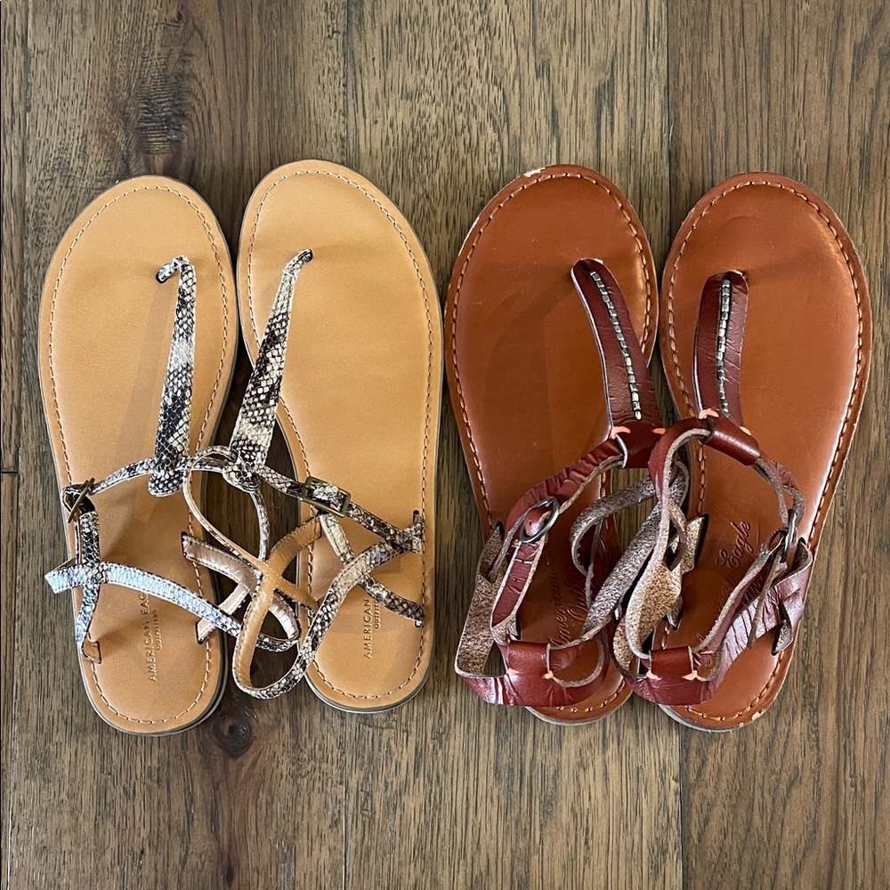 American Eagle Outfitters Women's Sandals - Tan and Brown